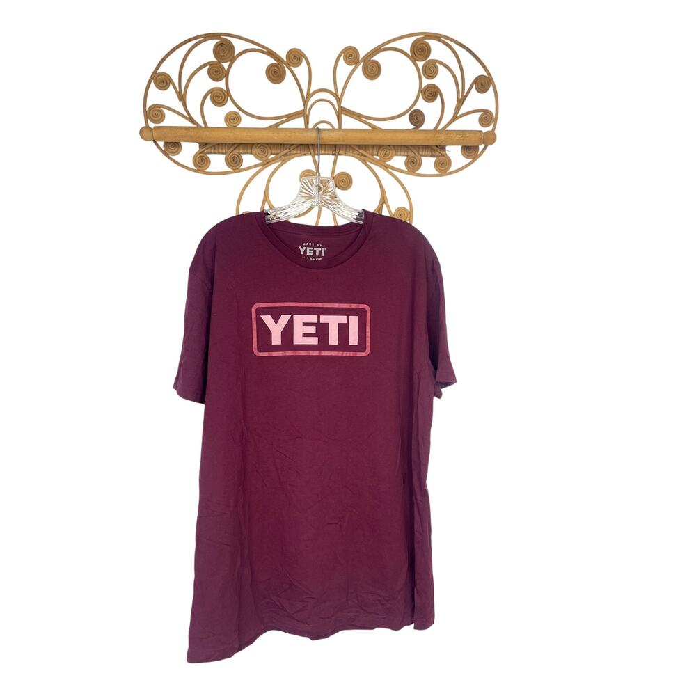 Yeti Logo badge men's t-shirt red purple short sleeve XL